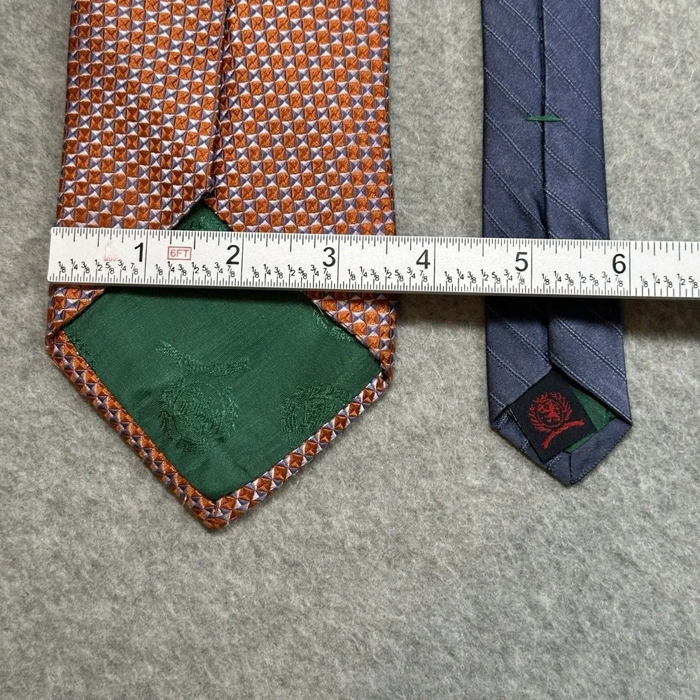 Vintage Tommy Hilfiger Silk Tie Orange Blue Geometric USA‎ Made 60x3.6in